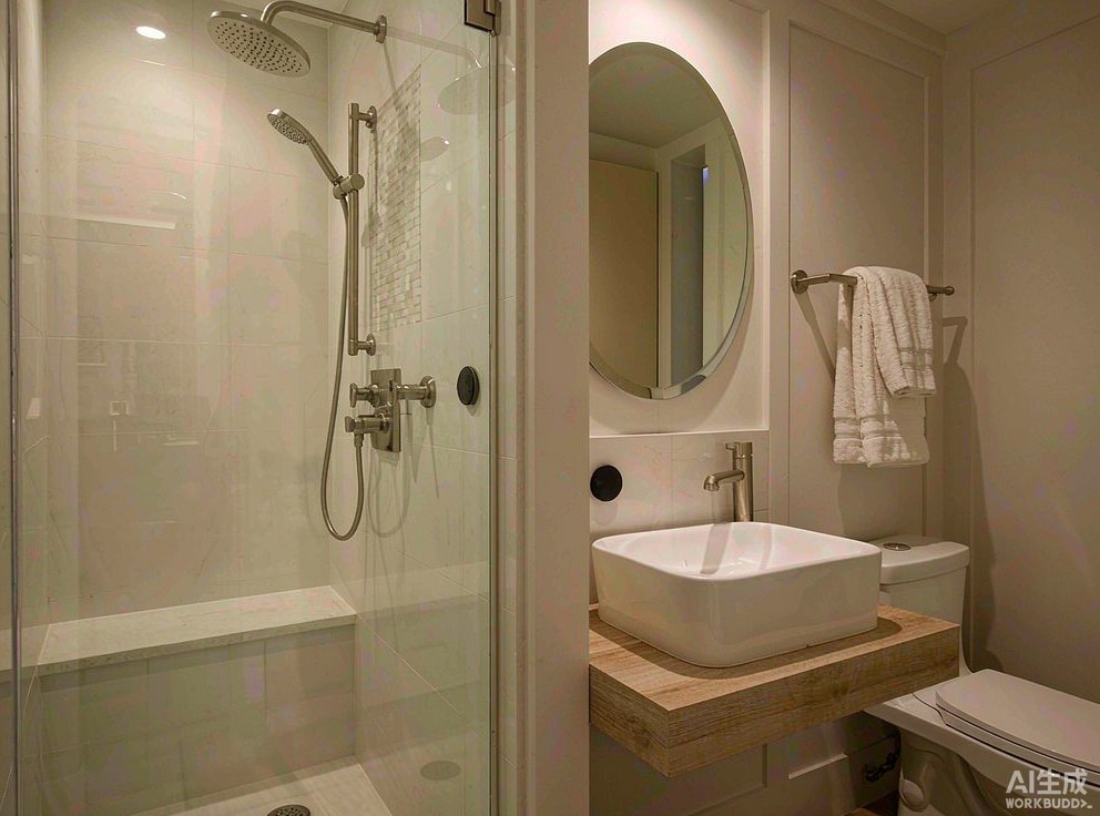 Amenities modern walk in shower bathroom